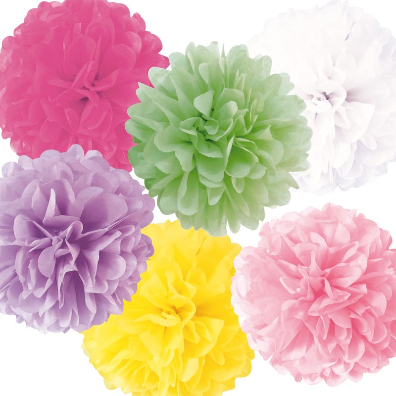Paper Pom Pom Paper Flower Set L 13.8 inches (35