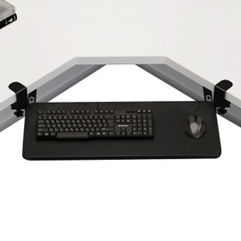 Wooden Adjustable Keyboard Tray Under Desk, Slide Out Keyboard & Mouse Platform Tray, C-Clamp Pull Out Computer Keyboard Drawer for Typing Home Office Desk(Style 2)