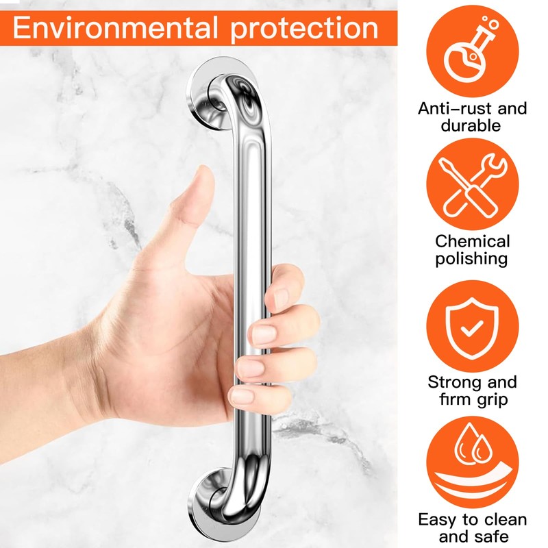 OFKPO 2 Pack Grab Bar Rail for Bathroom, 30cm Curved