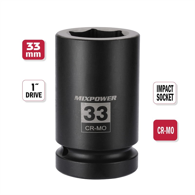 MIXPOWER 2 Pieces 1 Inch Drive Deep Impact Socket, CR-MO,
