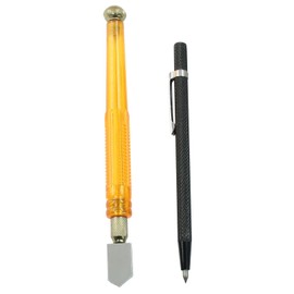 LDEXIN Glass Cutter Kit, Tungsten Scribe Engraving Pen, Pencil Design Glass Cutting Tool for Glass Processing, Craft Making(Orange and Black)