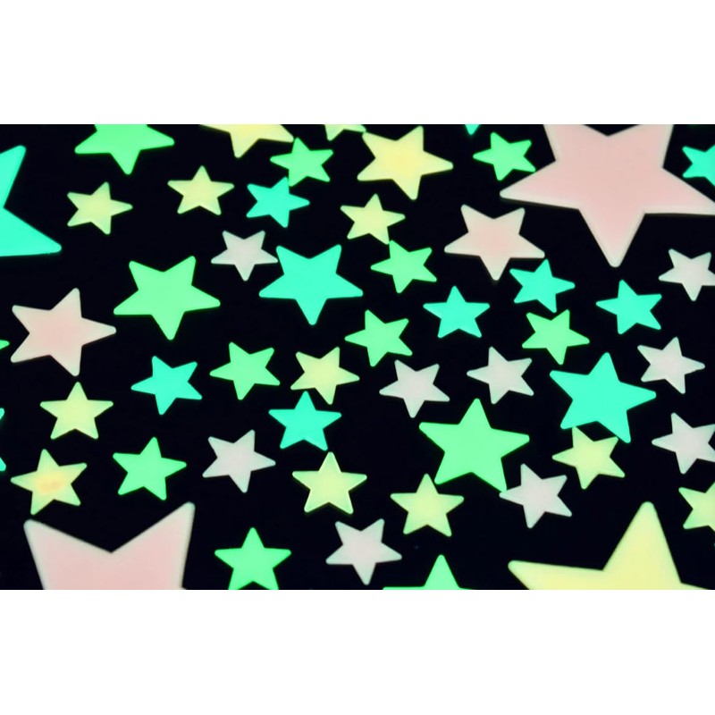 Glow in The Dark Stars with Stickers, 100 Pack, 3D