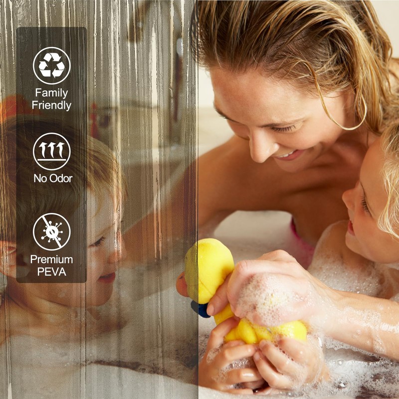 AmazerBath Shower Curtain Liner, 72x72 Transparent Black Shower Curtain Liner,