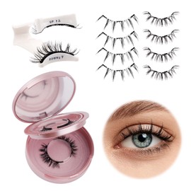 FADLASH 2 Pairs Magnetic Eyelashes with Applicator Waterproof Magnetic Lashes Natural Look Reusable Easy to Wear and Remove(011+H4)