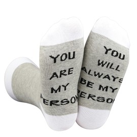 LEVLO Best Friend Long Distance Gift You Are My Person Socks Greys Anatomy Gift Friendship Socks (MID CALF - GREY)