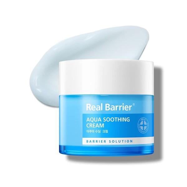 Real Barrier Aqua Soothing Cream 1.7 Fl.Oz. 50ml Hyaluronic Acid Facial Cream| Redness Relief Face Cream for Sensitive Skin | Face Moisturizer for Dry Skin| Calming Chamomile Extract| Korean Skincare
