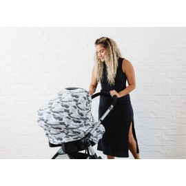 Baby Car Seat Cover Canopy and Nursing Cover Multi-Use Stretchy 5 in 1 Gift"Gunnar" by Copper Pearl