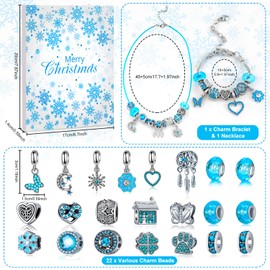 Advent Calendar 2024 Adult Women, Jewelry Charm Advent Calendar with Lake Blue Christmas Beads DIY Charm Making Kit Xmas Surprise Gifts