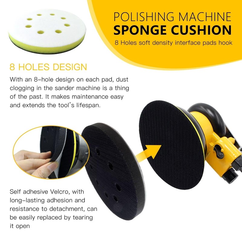 JRSHOME New 4 Pack 8-Hole Foam Sanding Pads - 2