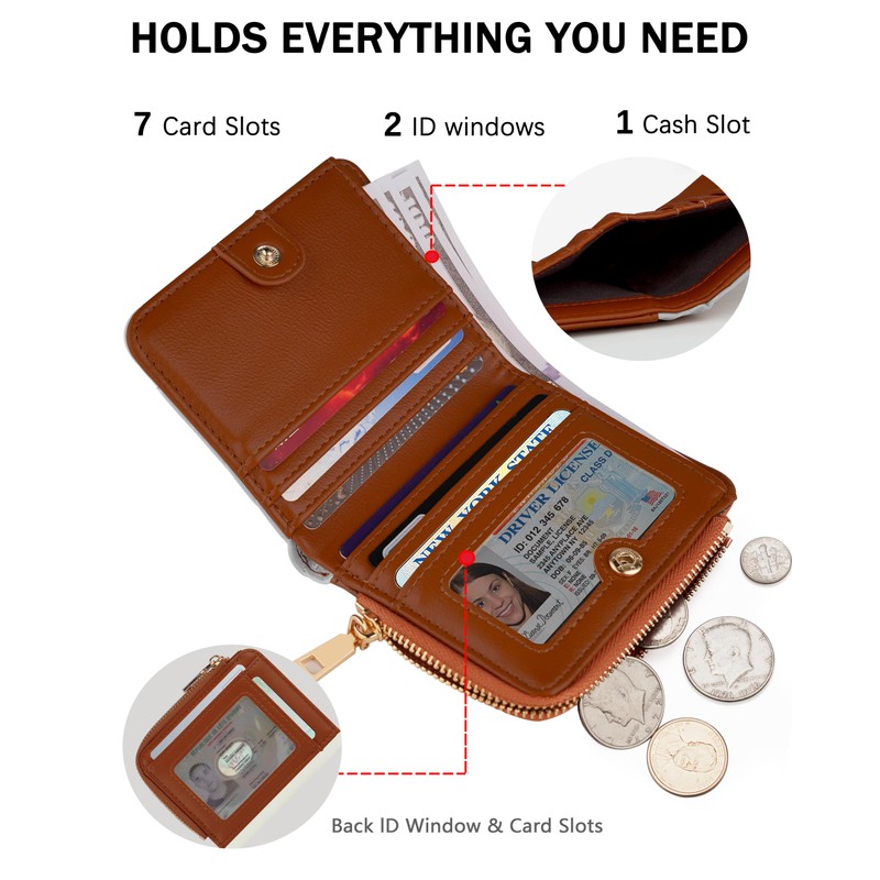 Sunpour Small Bifold Wallets Woman RFID Mini Wallet for Women