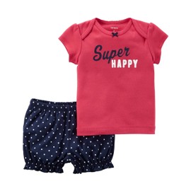 Carter's Baby Girl's Cotton Happy Shorts Set Baby Outfit Heart on Behind (6M)