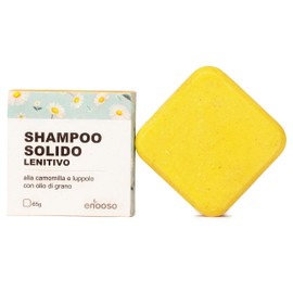 Solid Organic Shampoo Soothing and Luminous with Chamomile, Marigold and Hops 65 g for Sensitive Skin - Enooso - 100% Artisan Organic Natural Vegan - Made in Italy