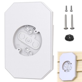 Vinyl Siding Mounting Block with Built-in Electrical Box, Universal Siding Mounting Kit for Outdoor Light Fixtures, Paintable Mounting Plate Fits 1/2 Inch Lap Double 4 Inch Siding, White, 1 Pack