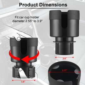 BJSIA Cup Holder Expander for Car-Expander Organizer with Adjustable Base, Versatile Car Accessories, Compatible with Yeti, Nalgene, Large Bottles & Big Drinks, 32-40oz