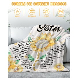 Sister Gifts Blanket from Brother, Sisters Birthday Gifts Ideas, Best Sister Ever Gift from Brothers, Bestie Gift for Women, Soul Sisters Blanket Soft for Couch (50"x60")