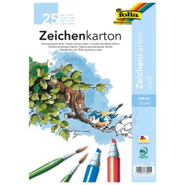 folia 8300/25 Drawing Card 120 g/m² DIN A4 25 Sheets White Drawing Paper for a Wide Range of Creative Ideas
