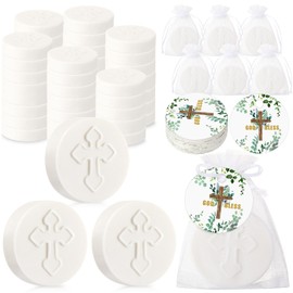 Heigble 50 Pcs Cross Soap Baptism Favors Set Baby Baptism Favor Scented Soap Favors for Baby Shower Christening Communion Wedding Bridal Party Guests Decoration (White)