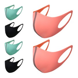 OTOOLIFE (Pack of 6, Assorted Colors)Fashion fabric Face Mask Reusable Breathable Washable Comfortable for Women and Men (Color-B(Peach, Mint, Black)), L, 13.38Winch x 5.11Linch