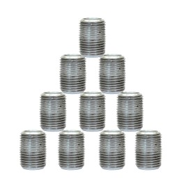 CMI Inc 1/2" X 1" 10 Pack Industrial Galvanized Steel Pipe Nipple, Pipe Connector For Vintage DIY Furniture Home Pipe Decor,1/2 Inch Galvanized Threaded Pipes and Pipe Fittings (1/2" X 1" (CLOSE))
