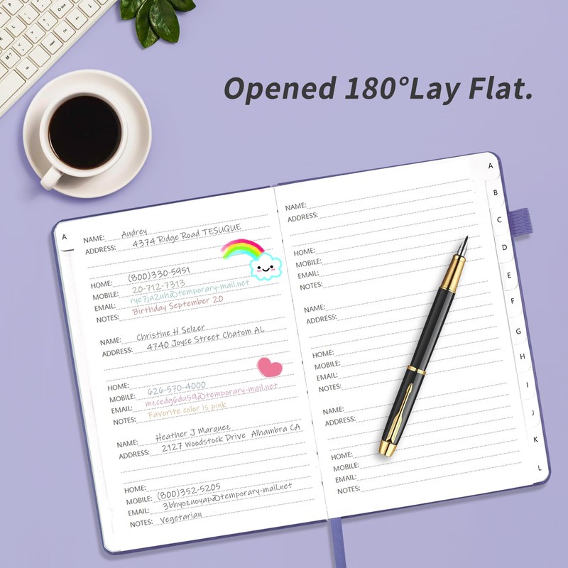 Address Book with Alphabetical Tabs, Hardcover Password Book, Small Address