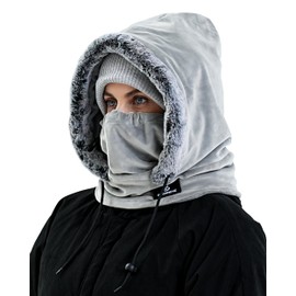PivotWing Winter Hat Men Women Balaclava Multifunctional Balaclava Tube Scarf Ski Mask, lightgrey