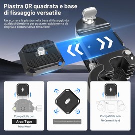 NEEWER Clip per Zaino per Fotocamera, Attacco a Sgancio Rapido Compatibile con Sistema PD e Piastra Tipo Arca, Blocco di Sicurezza, Fotocamere DSLR e Mirrorless Carico di 10kg（22lb）