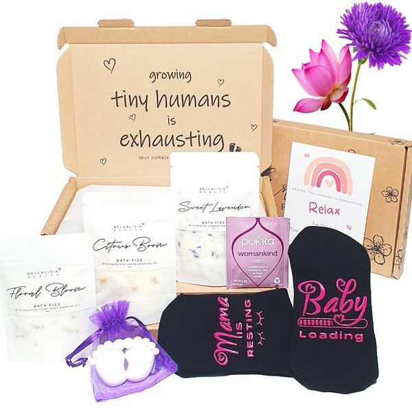 Bellalisia Pregnancy Gifts for Mums Expecting, a Delightful New Mum Baby Shower Mum to Be Gifts, Pamper Hamper Presents for Pregnant Women to Enjoy Handmade Natural Organic Bath Fizz Set