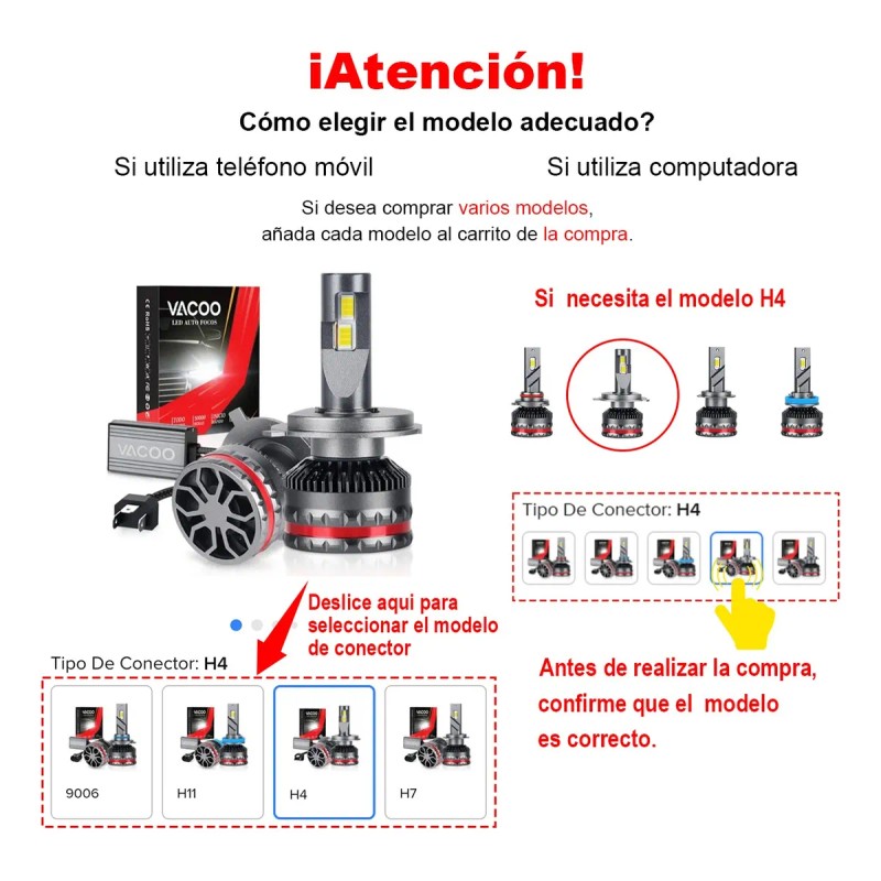 Kit De Faros Led H4 H7 H11 9005 9006 9007