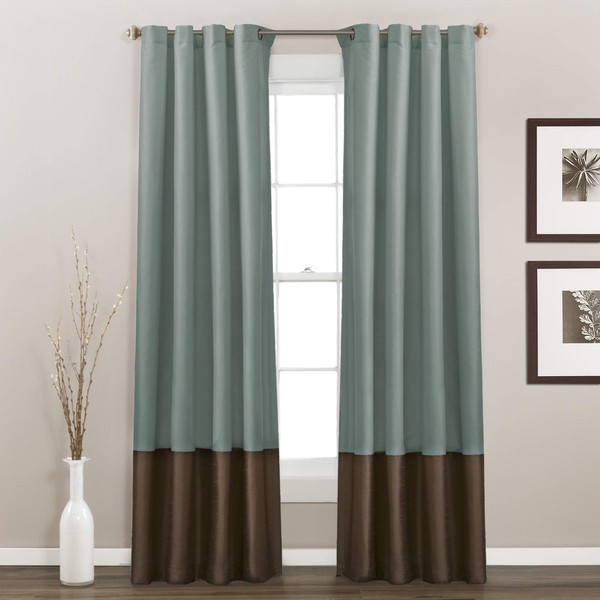 Lush Decor White/Gray Prima Window Curtains Panel Set for Living, Dining Room, Bedroom (Pair), 54 x 84-inch, 54" W x 84" L, Blue & Chocolate