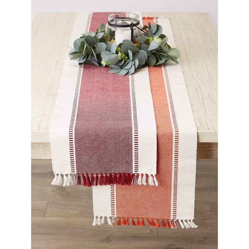 DII Woven Table Runner, Cotton, Redwood, 13x72 (13x77.5, Fringe Included)