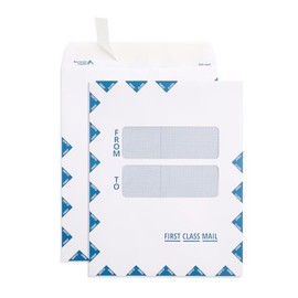 Blue Summit First Class Mail Double Window Envelope - 9.5” x 12” - 100 Mailing Envelopes with Security Tint and Peel and Seal