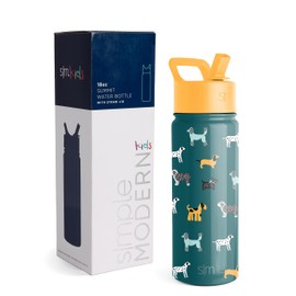 Simple Modern Botella de Agua para Niños con Pajita | Vaso Térmico Acero Inoxidable Aislado Reutilizable para Niños y Niñas | Summit Colección | 530ml | Dog Days