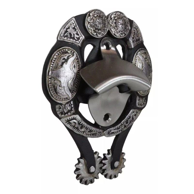 Rustic Western Cowboy Boot Spur With Silver Longhorn Conchos Wall