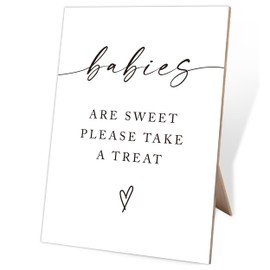 Babies Are Sweet Please Take A Treat, Baby Shower Sign, 8X11 Minimalist Style Wooden Sign, Baby Shower Table Decorations, Shower Gifts Sign, for Gender Reveal Party and Event Party,14