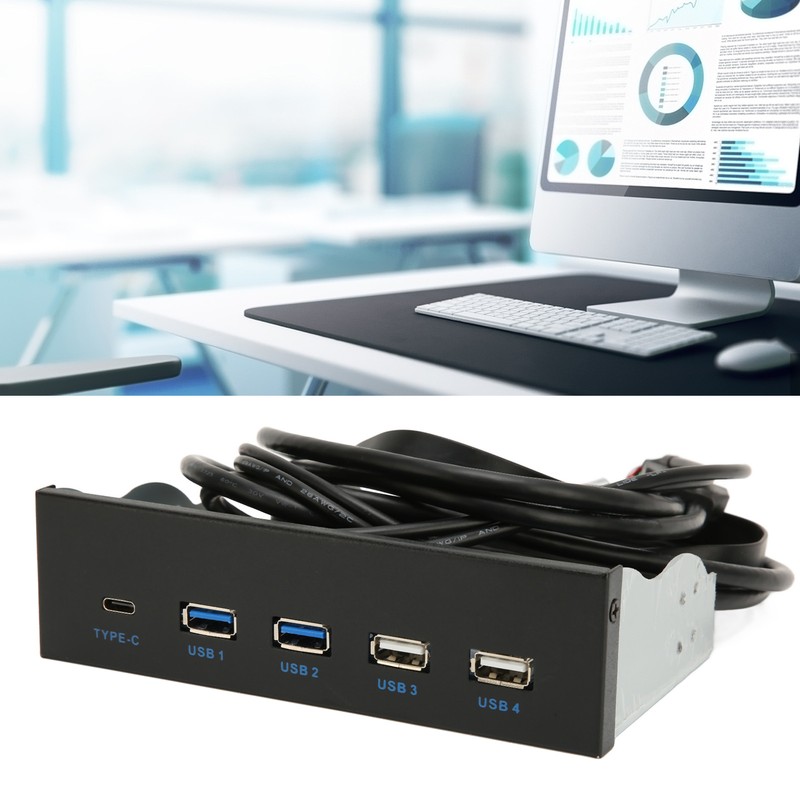 5.25 Inch Media Dashboard 2xUSB3.0 2xUSB2.0 1xType C 10Gbps High