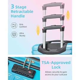 LARVENDER Carry on Luggage 22x14x9 Airline Approved, 20 Inch Hardside Suitcase with Wheels TSA Lock, PC+ABS Lightweight Carry on Suitcases for Women, Cotton Candy (20/DB/TB)