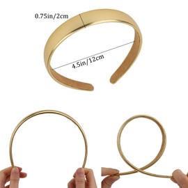 Amariver Gold Headbands for Women Glitter Hair Bands DIY Plain Headbands Fashion Gold Hair Accessories for Women Girls