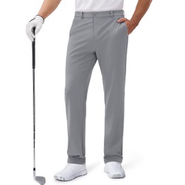 MAGCOMSEN Mens Golf Pants Water Resistant Stretch Dress Pants Quick Dry Casual Slacks Business Lightweight Wrinkle Free Pants LightGrey