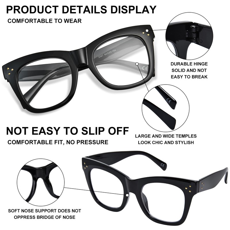 FONHCOO Oversized Progressive Reading Glasses for Women Men Oprah Style