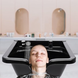 Headery Professional Salon Shampoo Bowl ABS Backwash Salon Sink Shampoo Sink Hair Basin Salon and Barber Equipment for Salons, Stylists,Hair Stylists with All Installation Hardware