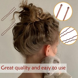 YINGFENG 330 Count U Shaped Hair Pins Brown, YINGFENG 2.4inch Brown Bun Pins Bun Hair Pins for Women Girls with Storage Box, Hair Accessories for All Hair Types