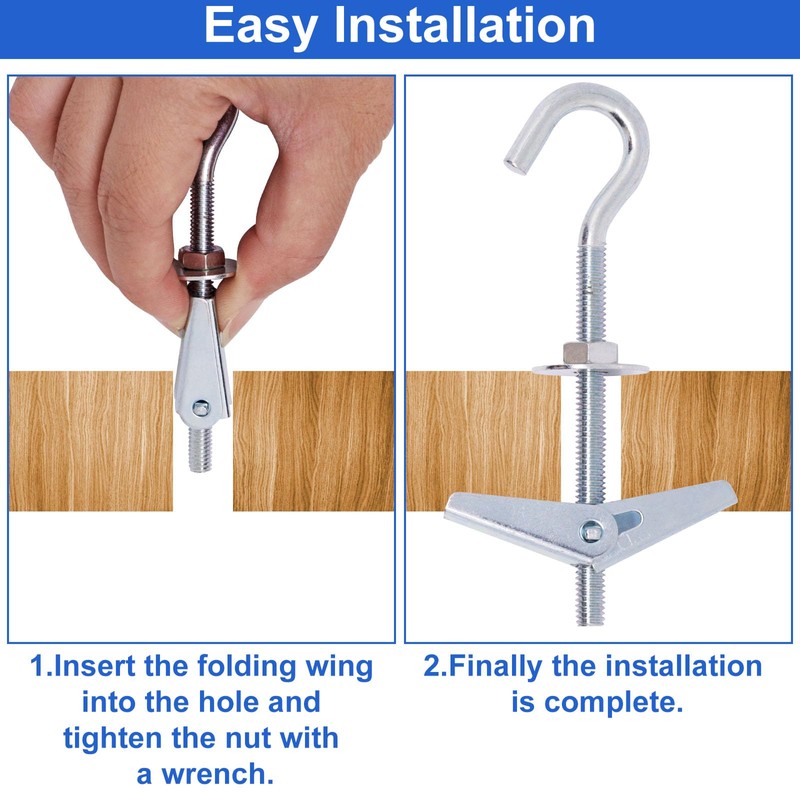 BENLIUDH 10pcs Ceiling Hooks, M6 × 100mm Spring Toggle Wing