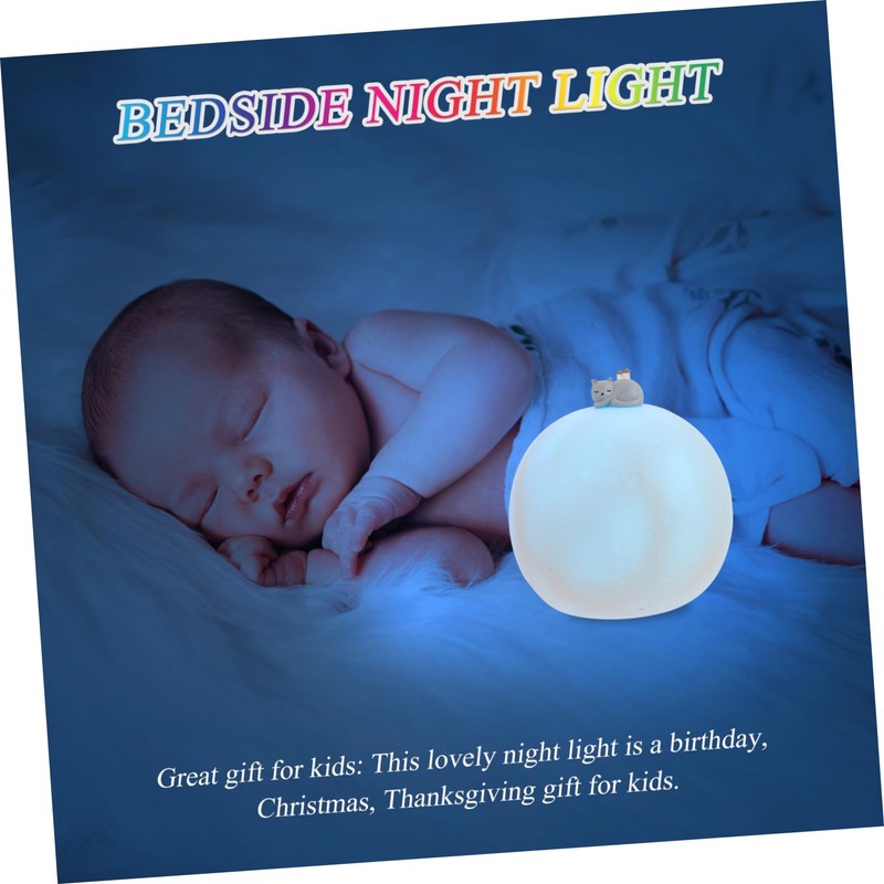 GRIRIW Moon Night Light Small Nightstand Lamp Charging Led Bedside