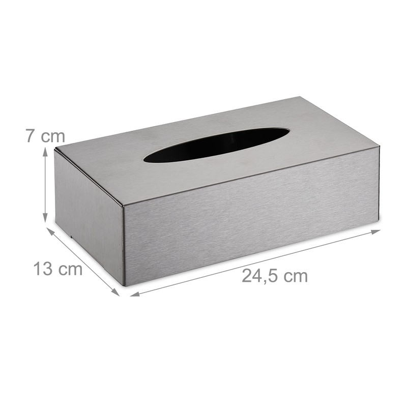 Relaxdays Cosmetic Tissues Box, Stainless Steel, Wet Wipes Container, Refillable,
