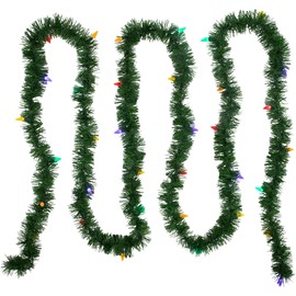 18' x 3" Pre-Lit Pine Artificial Christmas Garland, Multicolor LED Faceted Lights