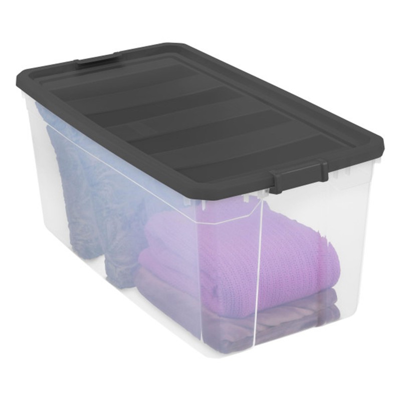 Sterilite 200 Quart Plastic Stacker Box, Lidded Storage Bin Container