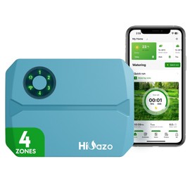 HiOazo 4-Zone Smart Lawn Sprinkler Controller Irrigation System Watering Schedule Timer