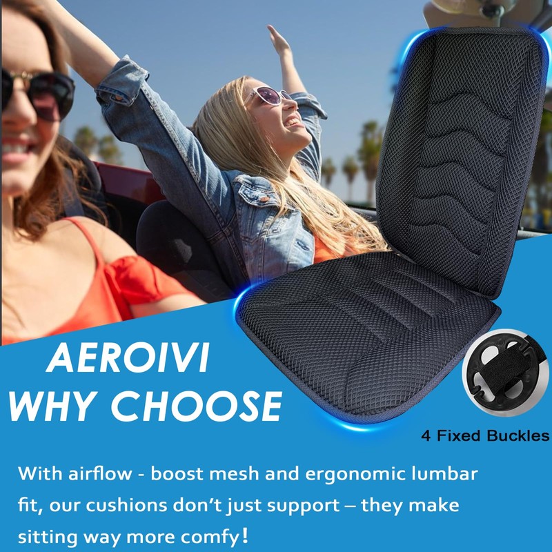 AEROiVi Car Seat Cushion with Back Support Pillow,Breathable 3D Air