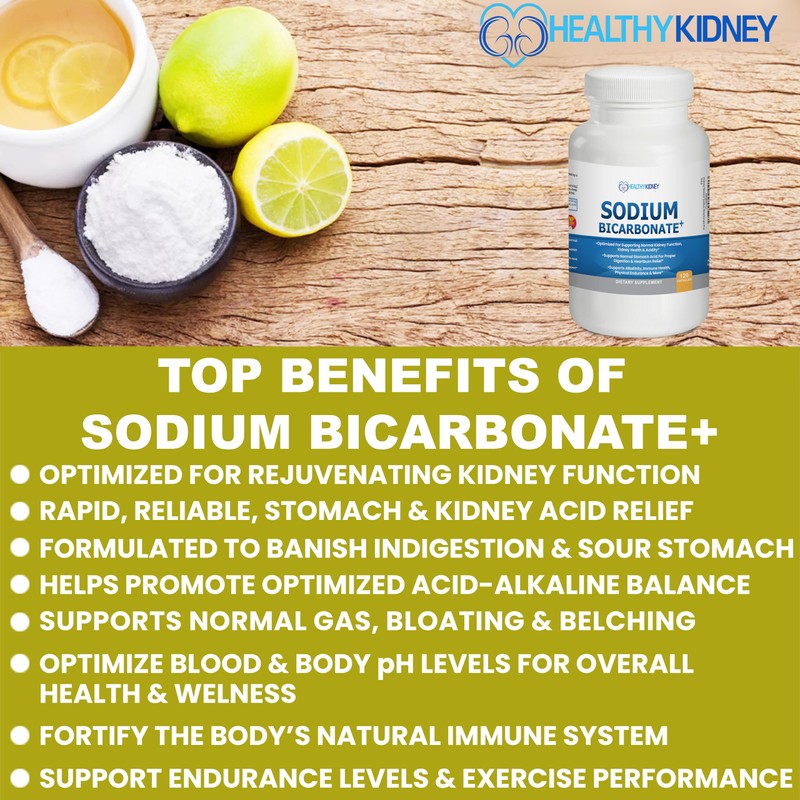 Organic Sodium Bicarbonate Alkaline Capsules - Boosts Kidney Health, Neutralizes