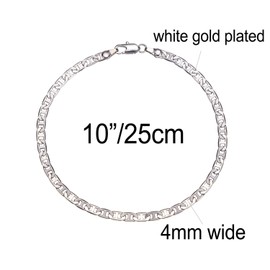 kelistom Gold Anklet for Women 14K Gold / 18K Gold/Platinum Plated Flat Mariner Link Chain Ankle Bracelets for Women 9 10 11 inches (Platinum, 10)